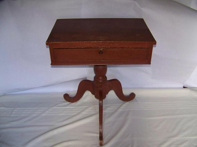 Pine Single Drawer Table Original Red Paint item fu5406