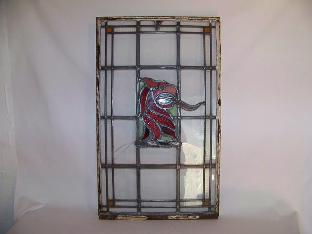 Stained Glass with Lion's Head in Center item fu5411
