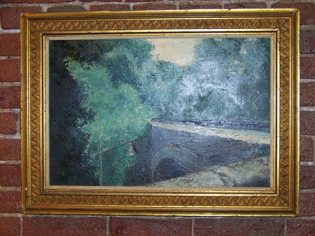 OC Bridge and Green Trees Signed Unclear Modern Impressionist item pa5411