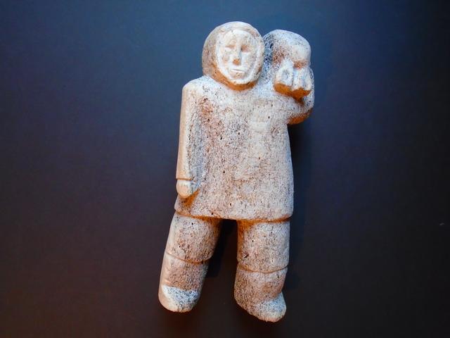 Whale Bone Carving Hunter with Seal Inuit/Eskimo item ai1505