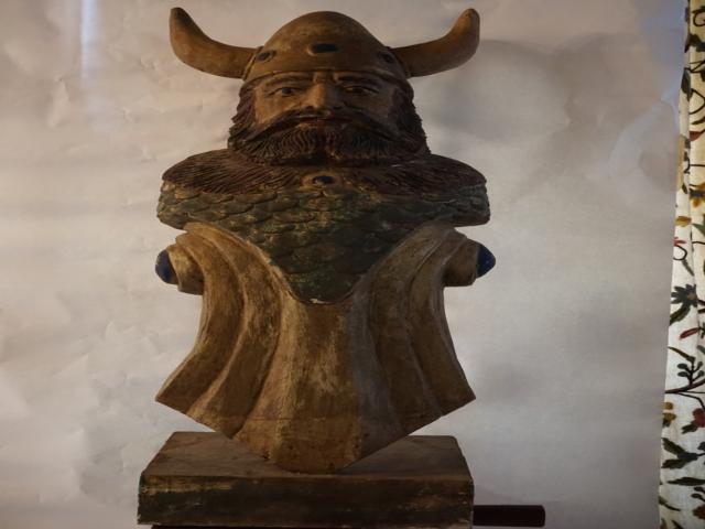 Carved Polychromed Wooden Viking 20th Century item am1502